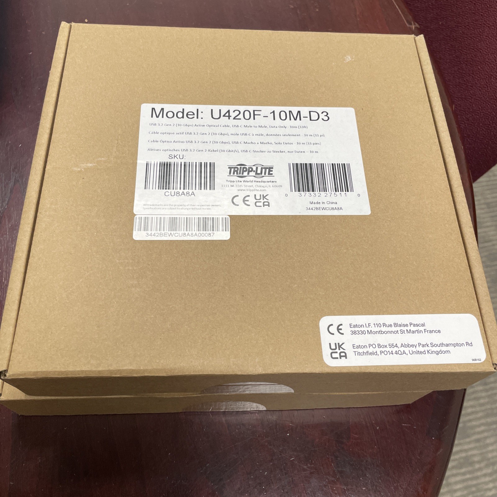 Tripp Lite U420F-10M-D3 USB-C AOC Cable (M/M) New, Open box. 