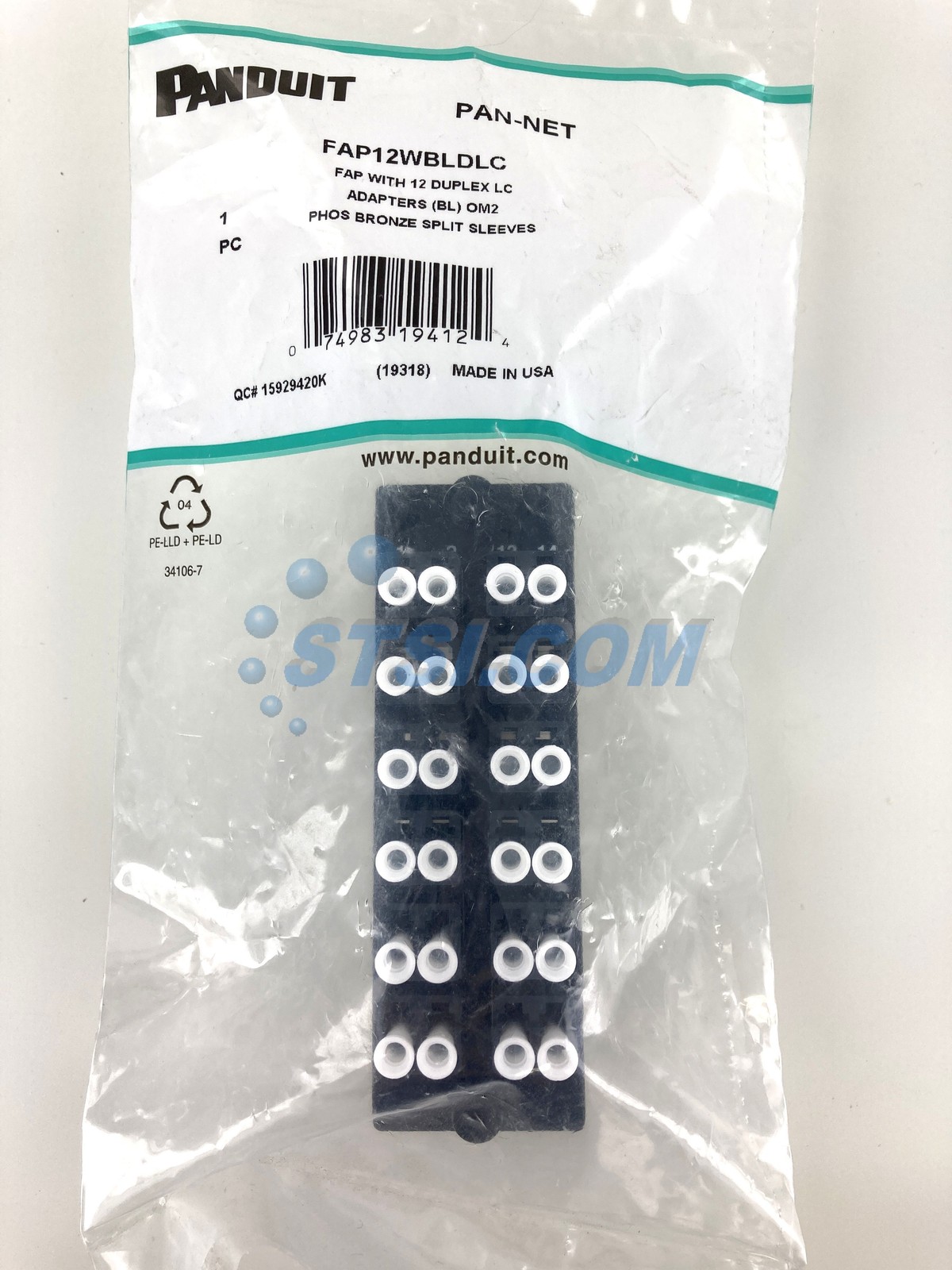 Panduit FAP12WBLDLC Fiber Panel w/12 LC Duplex OM2 Adapters ~STSI