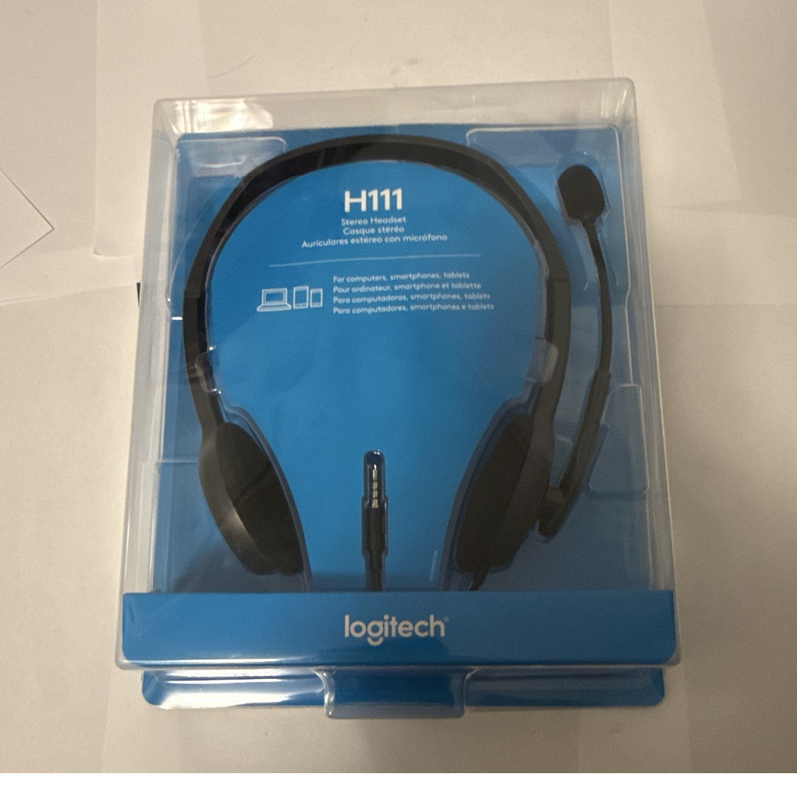Logitech H111 Stereo Headset Boom Microphone Wired 3.5mm Black