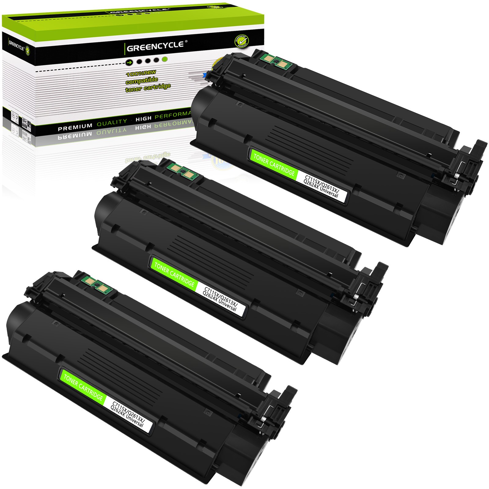 3PK C7115X Black High Yield Toner Compatible with HP LaserJet 1220 3310 3380 332