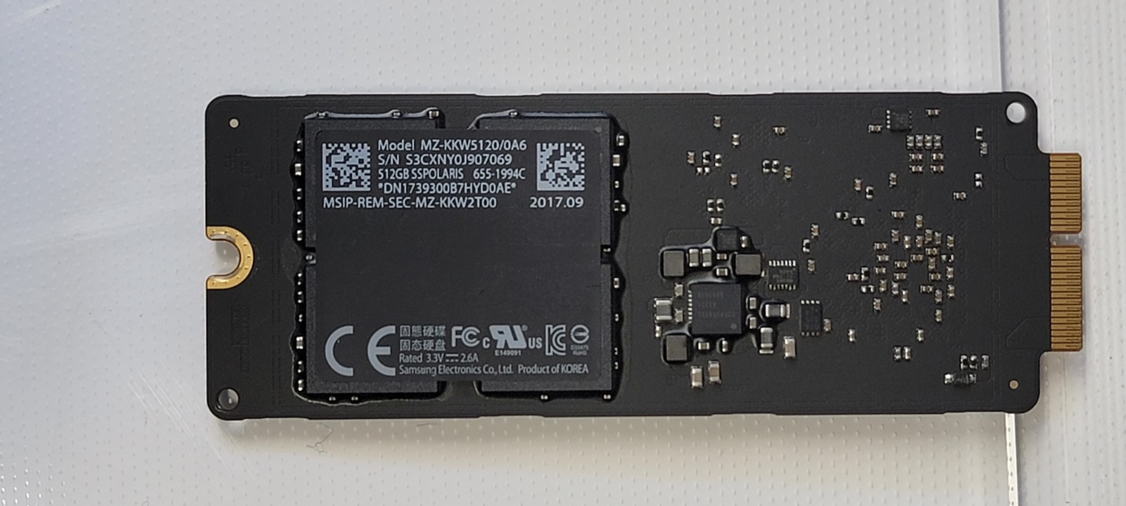Apple Samsung 512GB NVMe SSD MZ-KKW5120/0A6 655-1994C SSPOLARIS - 84% Health