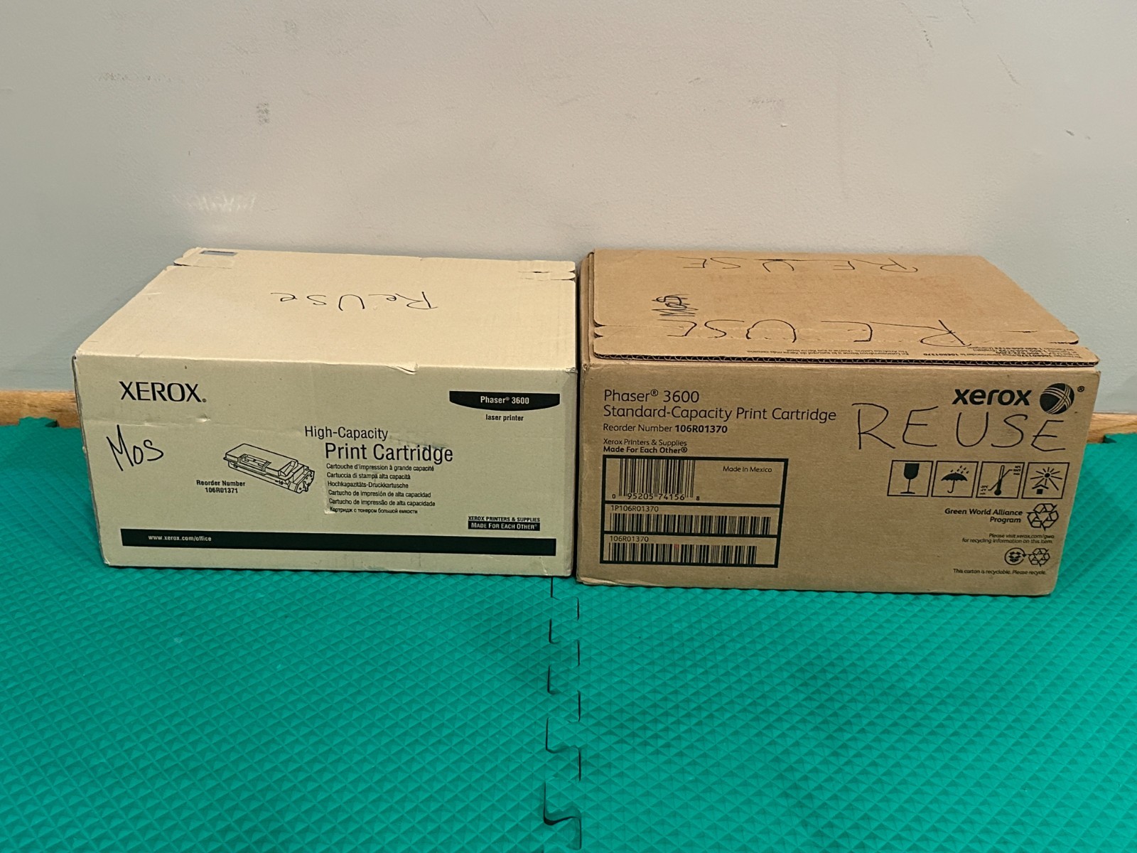 2 GENUINE XEROX 106R01371 and 106R01370 Phaser 3600 Toner Cartridges