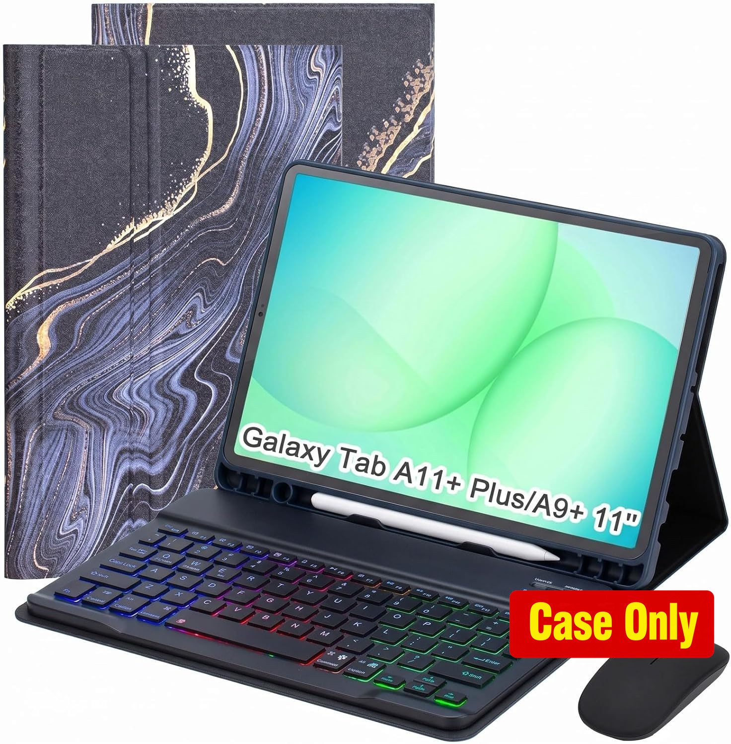 Tablet Case for Galaxy Tab A11+/A9+ 11", Keyboard, Lightweight, Cover