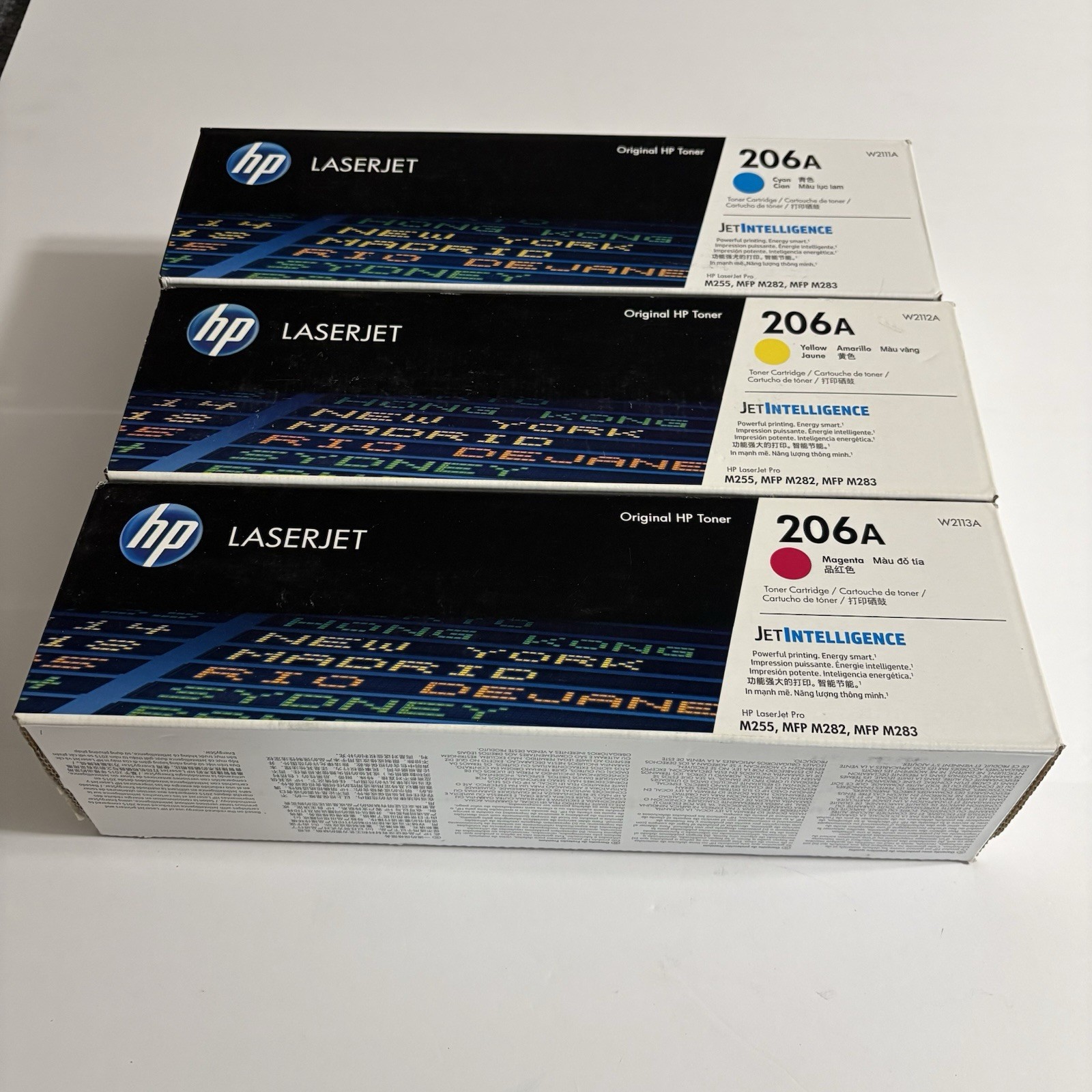 Genuine HP 206A Toner 3-Pack W2111A W2112A W2113A Cyan Yellow Magenta New