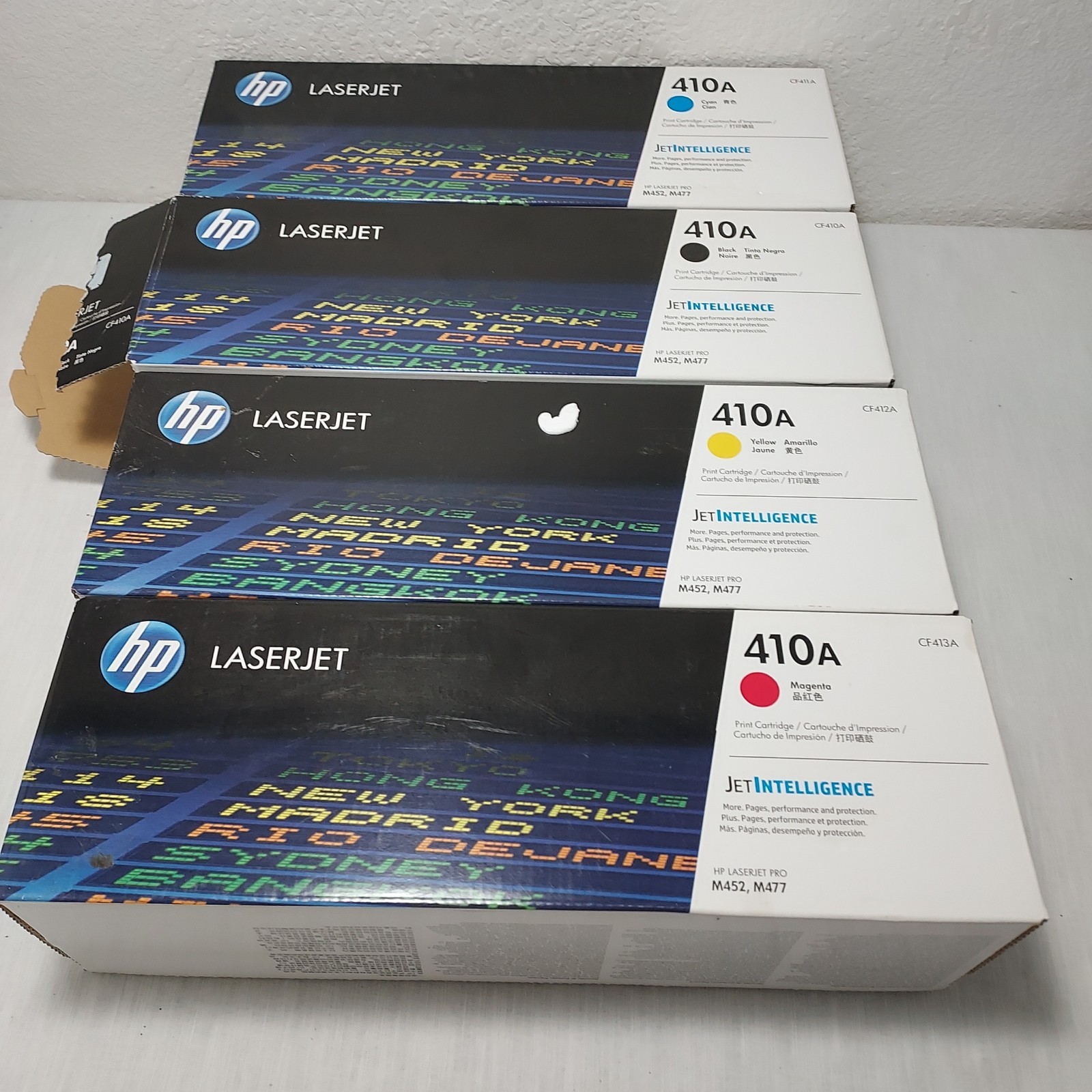 Genuine New  HP 410A Toner 4pk CF410A CF411A CF412A CF413A MFG 10/22 1 Box Open