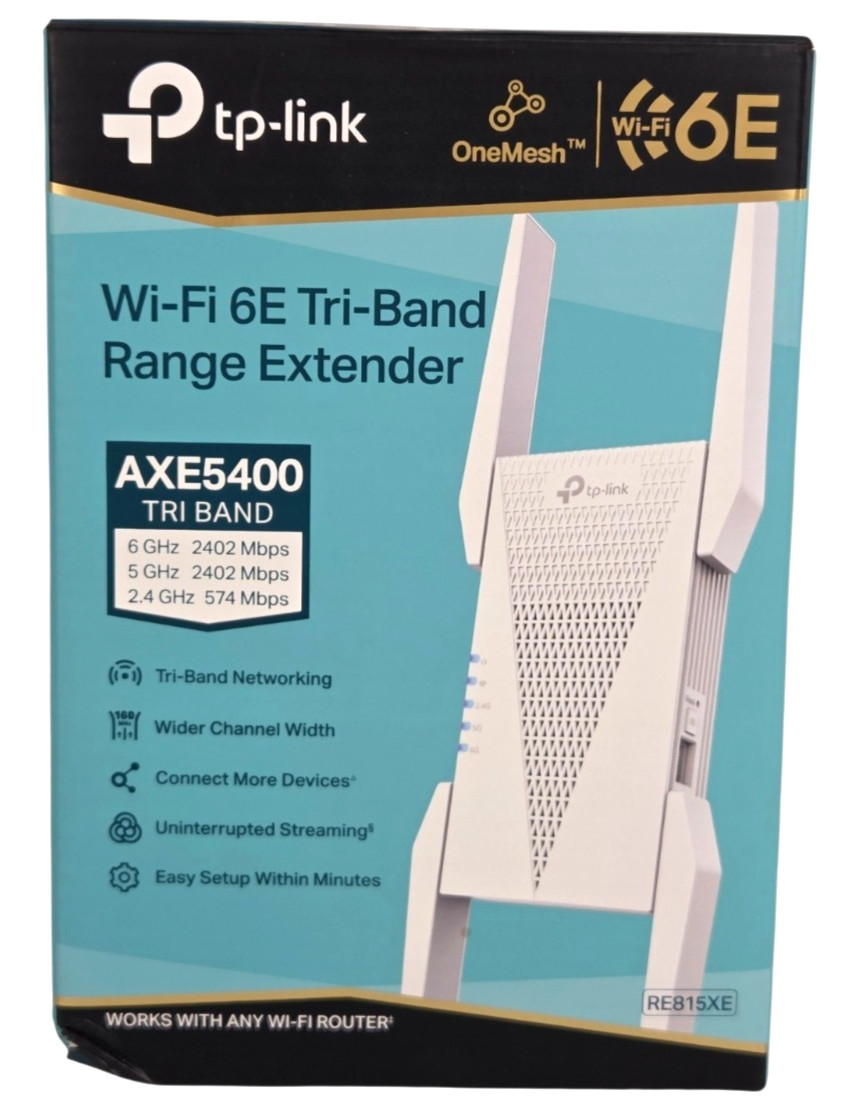 TP-Link RE815XE AXE5400 Tri-Band Wi-Fi 6E OneMesh Range Extender Signal Booster