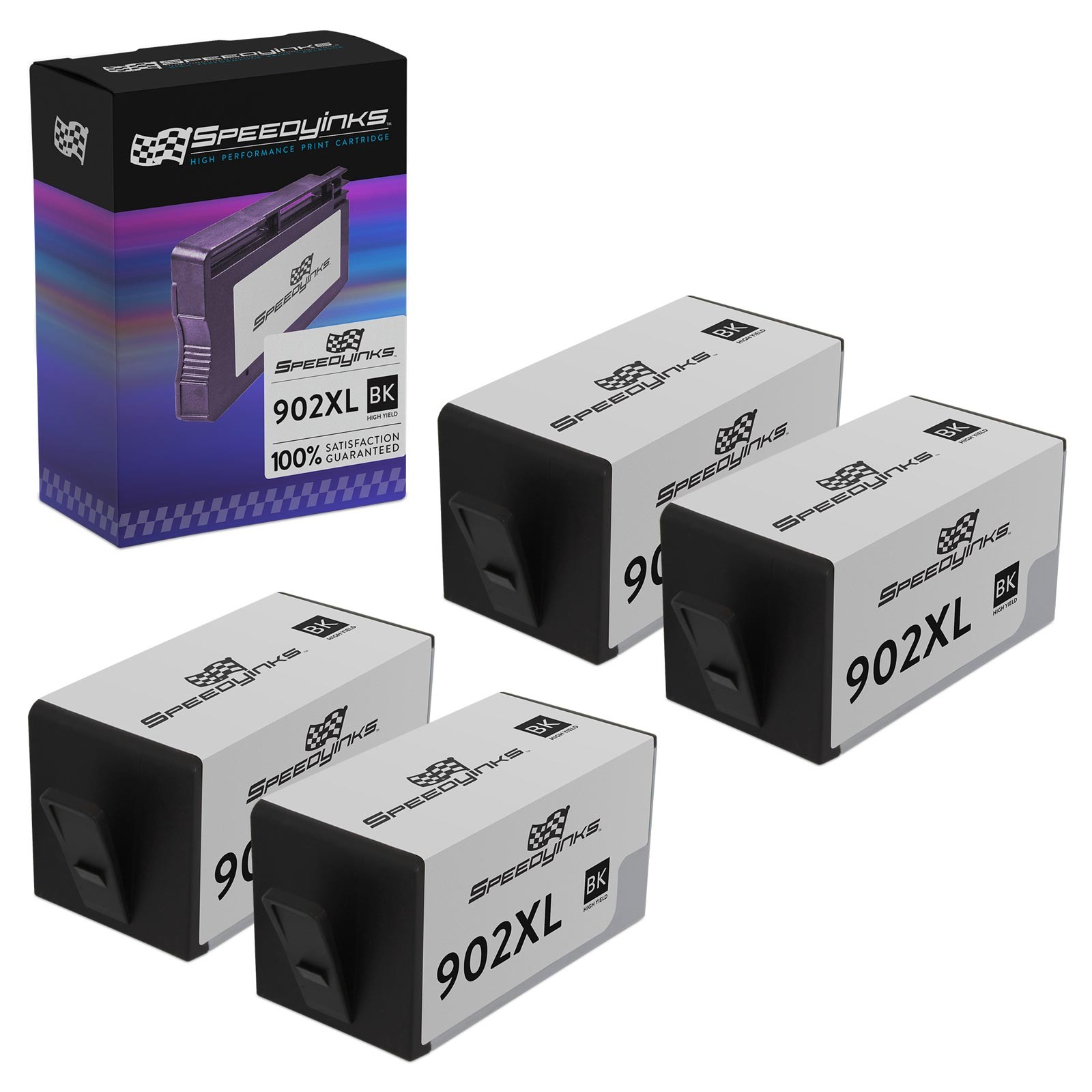 SPEEDYINKS 4PK Replacement for HP 906XL 902XL Extra HY Black Ink Cartridges