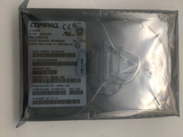 36.4gb wu3 scsi, bd03663622, fw bdc4, 180732-003, 3r-a0932-aa, a02