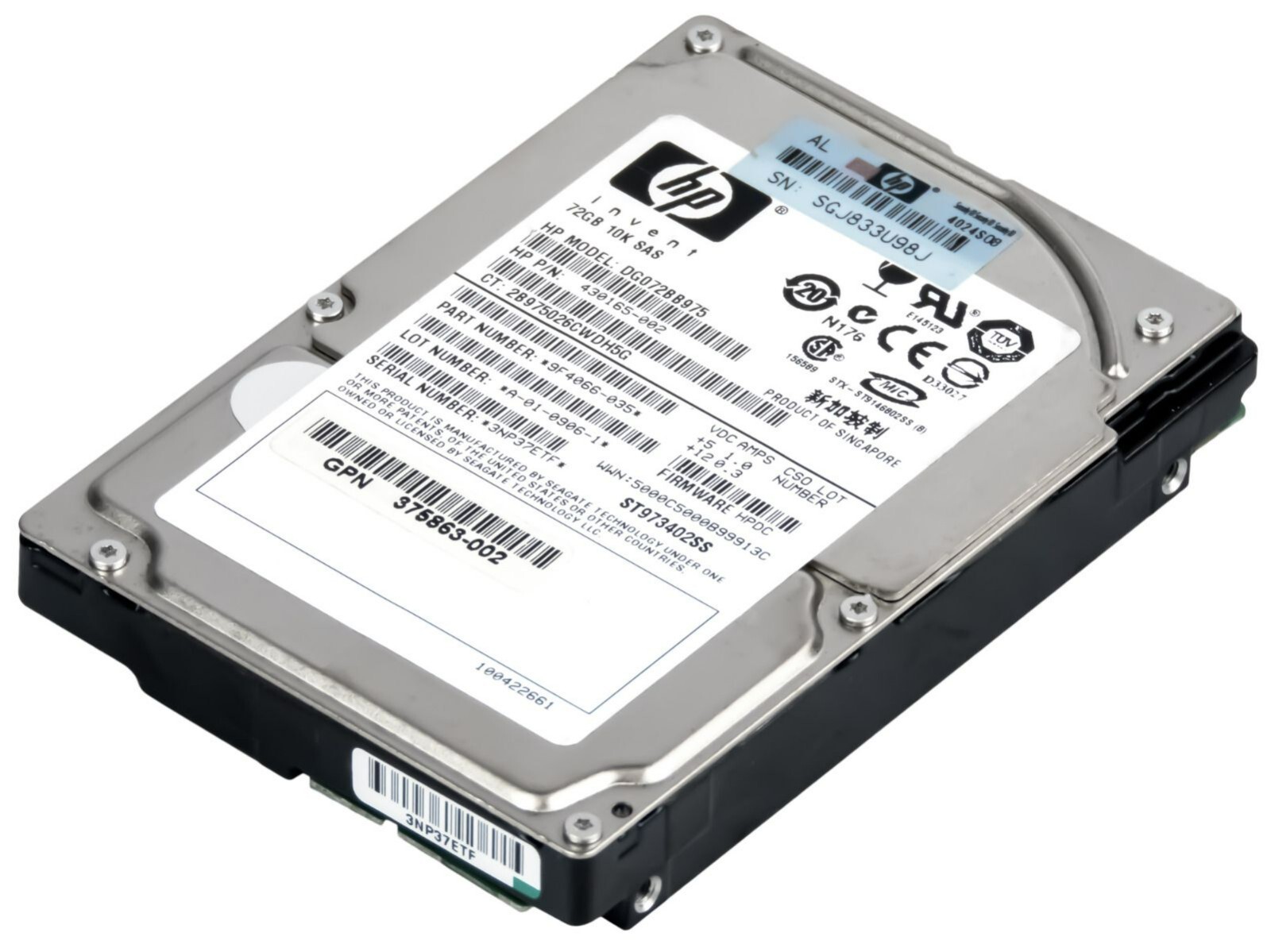 HARD DRIVE HP 430165-002 DG072BB975 72GB 10K 16MB SAS 2.5''