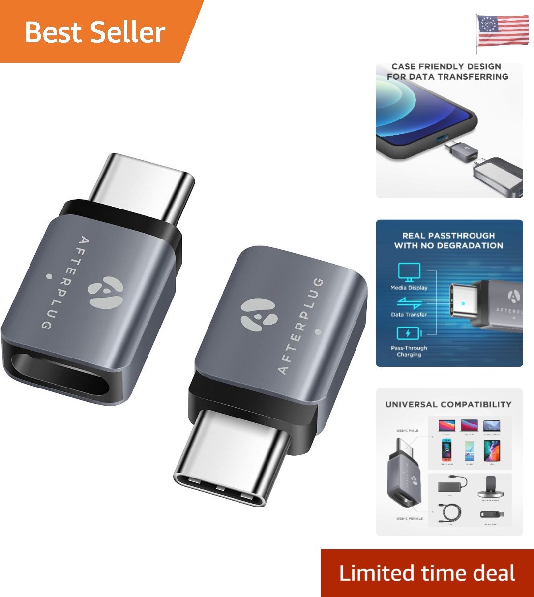 USB-C Extender 2-Pack: 80Gbps Data, 8K Video & Case-Friendly Design