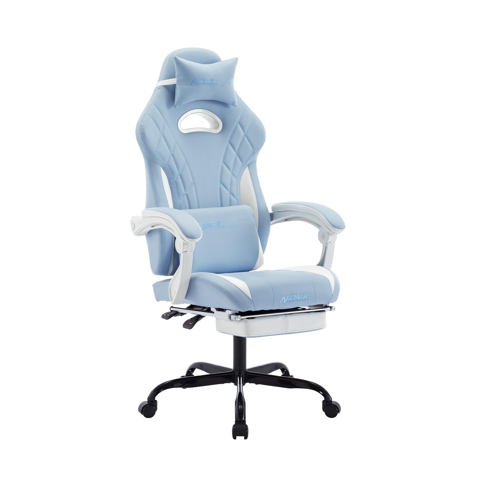 Gaming Chair with Footrest and Massage Lumbar Support, Ergonomic Computer Gam...