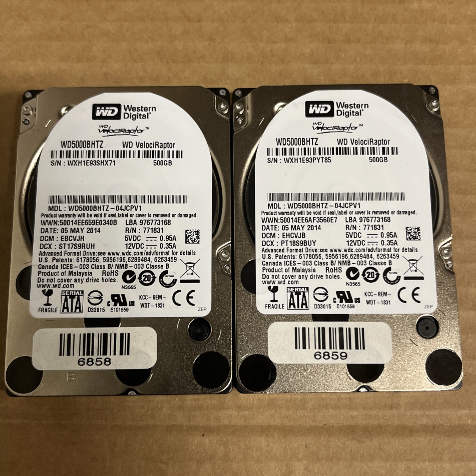 2-Pack Of WD 500GB 10K RPM SATA 6Gbps 2.5" Hard Drive WD5000BHTZ-04JCP1