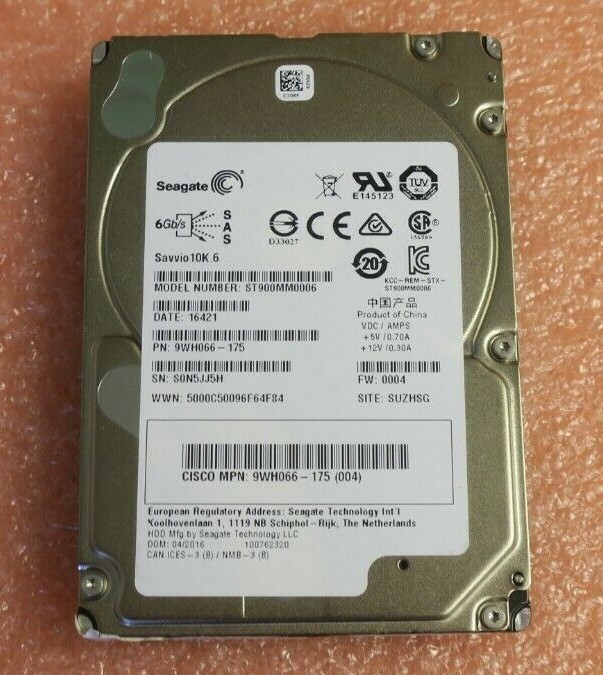 Seagate 900GB 2.5" SAS 6Gb/s 10K 64MB Hard Drive HDD ST900MM0006 9WH066-175