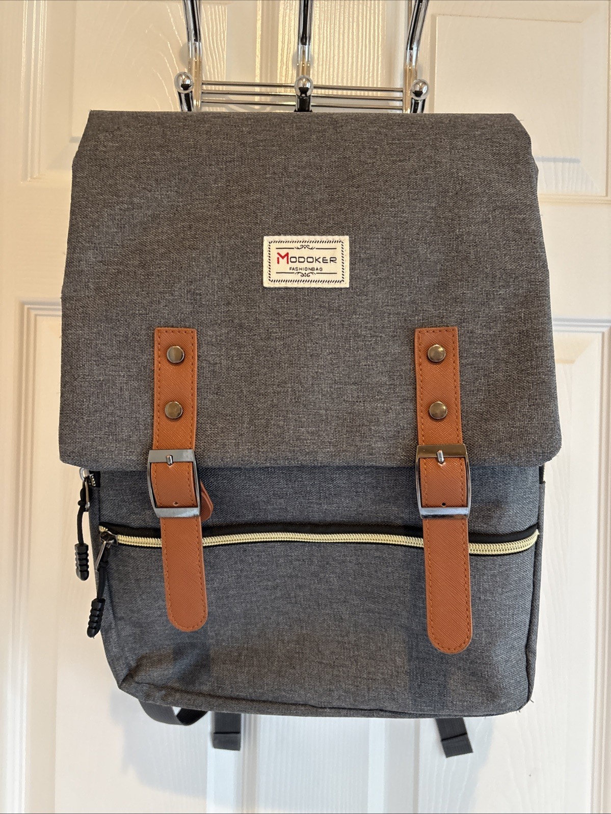 Modoker Laptop Backpack USB Fits 15.6 Inch Notebook Grey And Brown