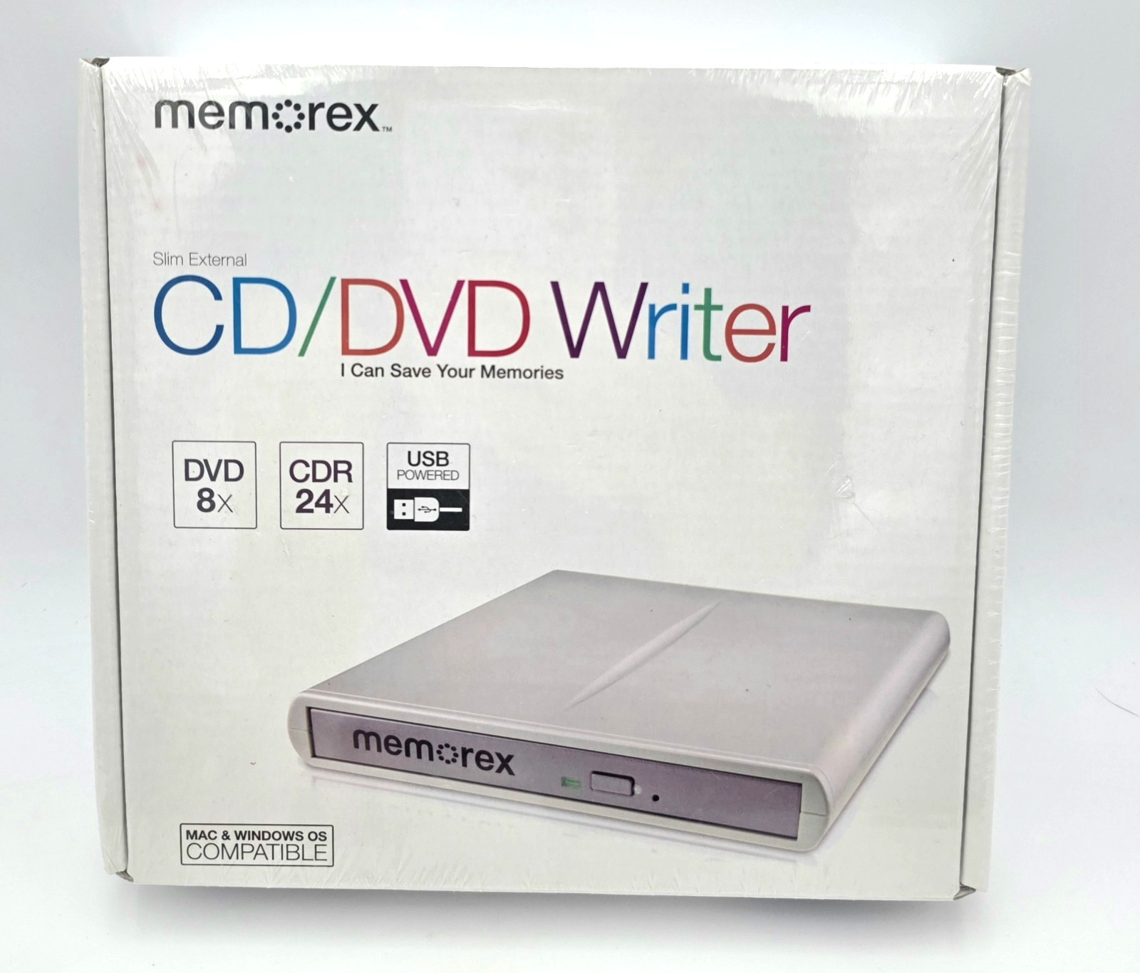 Memorex External CD DVD Writer USB Slim Portable Drive Mac Windows Sealed