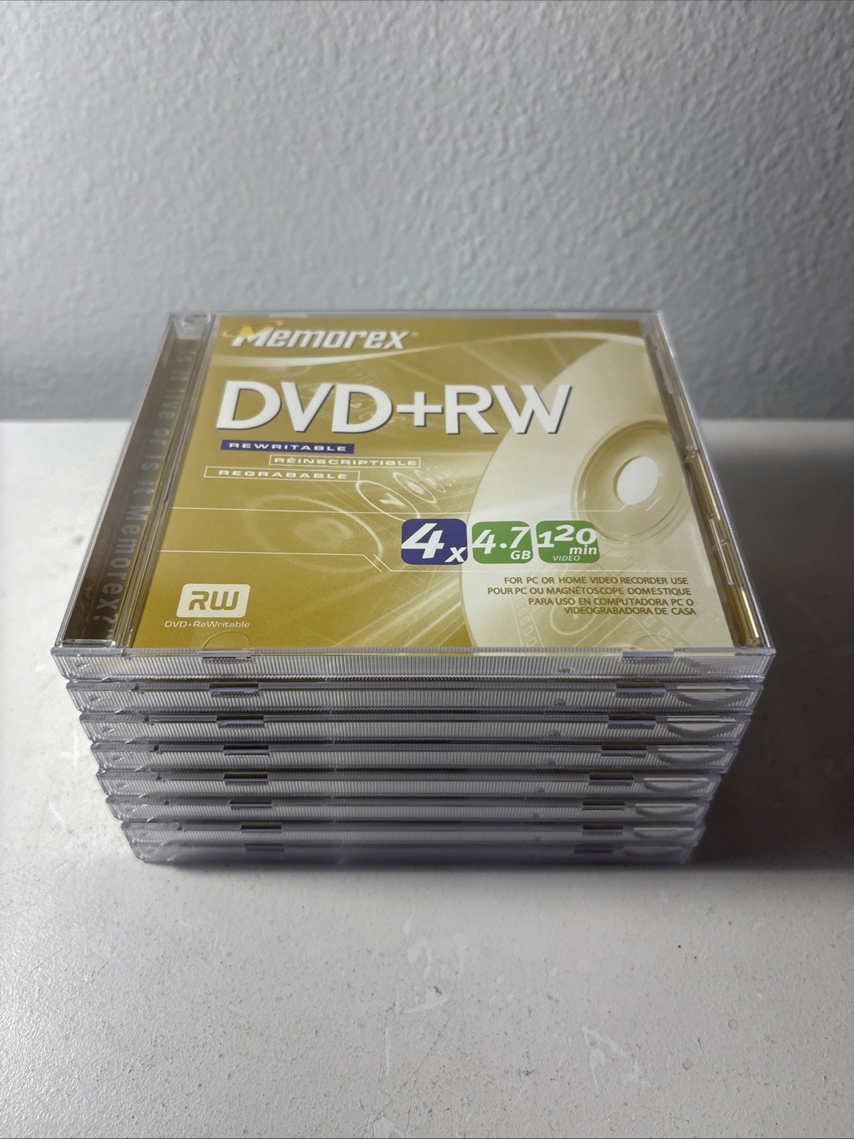 Memorex DVD+RW 4x 4.7 GB 120 Min Recordable Rewritable Storage Disc Lot Of 8