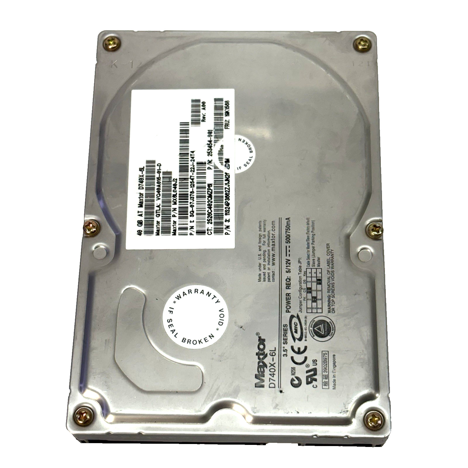 Maxtor D740X-6L 40GB IDE PATA 3.5" Desktop Hard Drive MX6L040J2 Untested