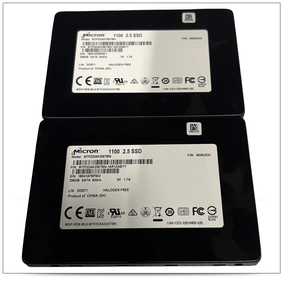 Lot of 2 MICRON MTFDDAK256TBN-1AR1ZABYY 1100 256GB SATA 6Gb/s Solid State Drive