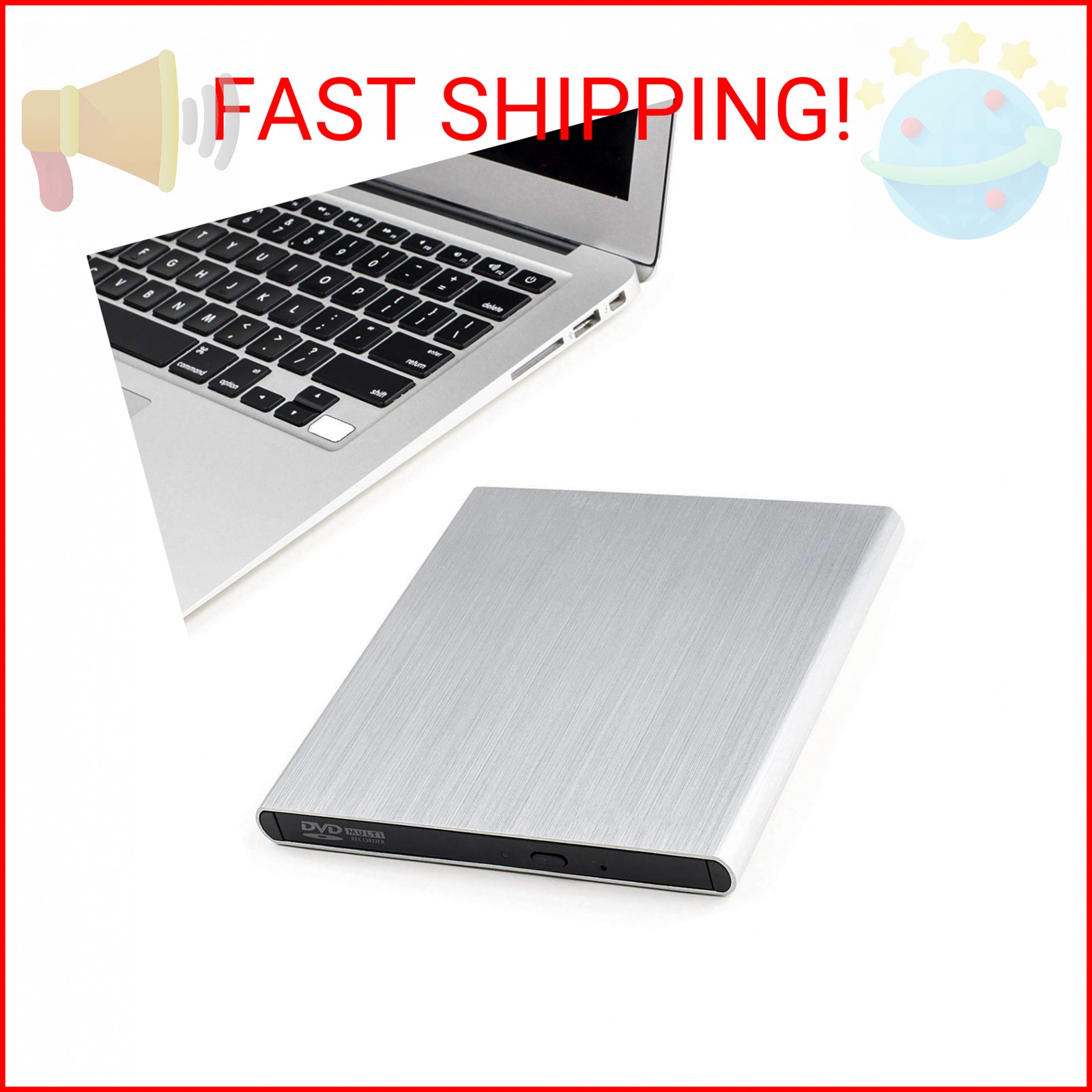SEA TECH 1 Archgon Aluminum External USB DVD+Rw, RW Super Drive for Apple-MacBoo