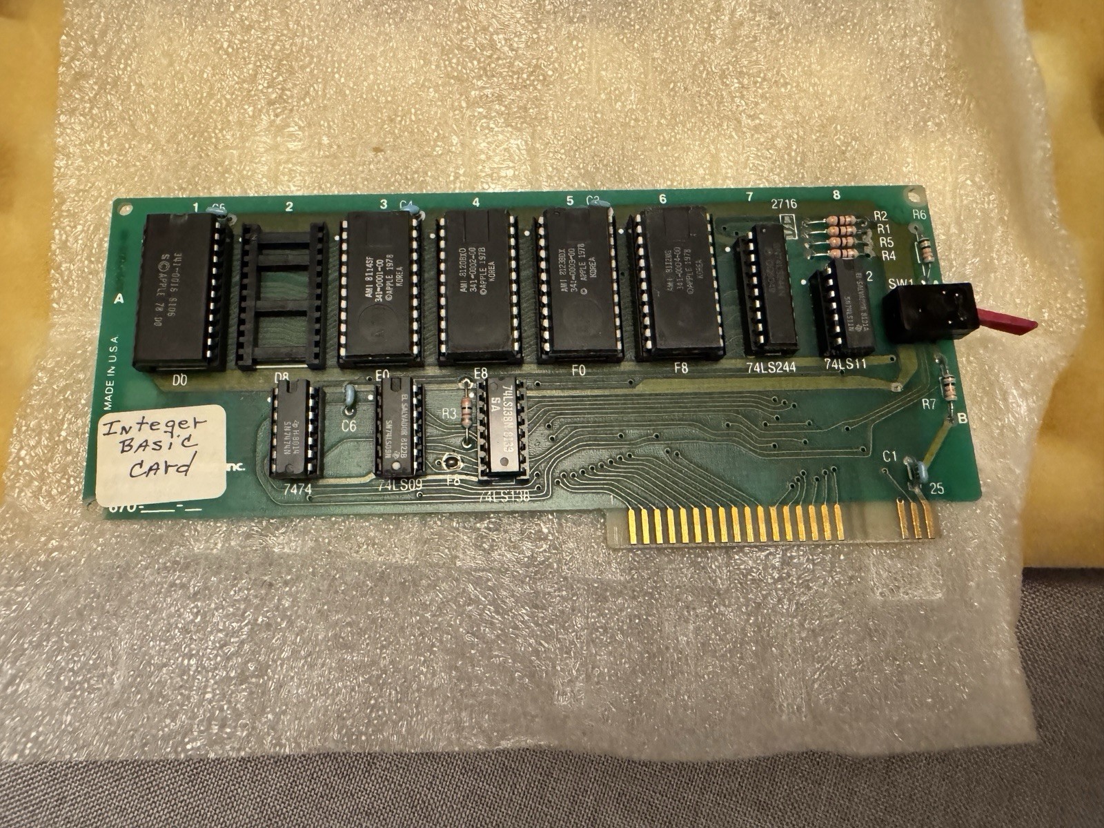 1978 Apple II II+ Integer BASIC ROM Card 820-0008-01 Programmer’s Aid #1