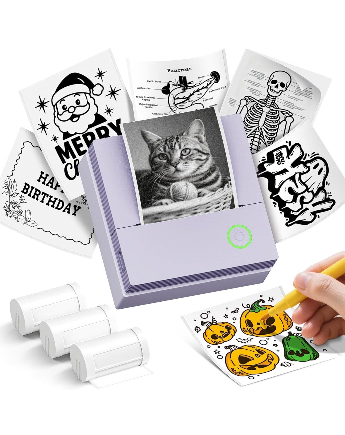 Sticker Printer PM290 Mini Printer Bluetooth Sticker Maker Machine 3 Paper Rolls