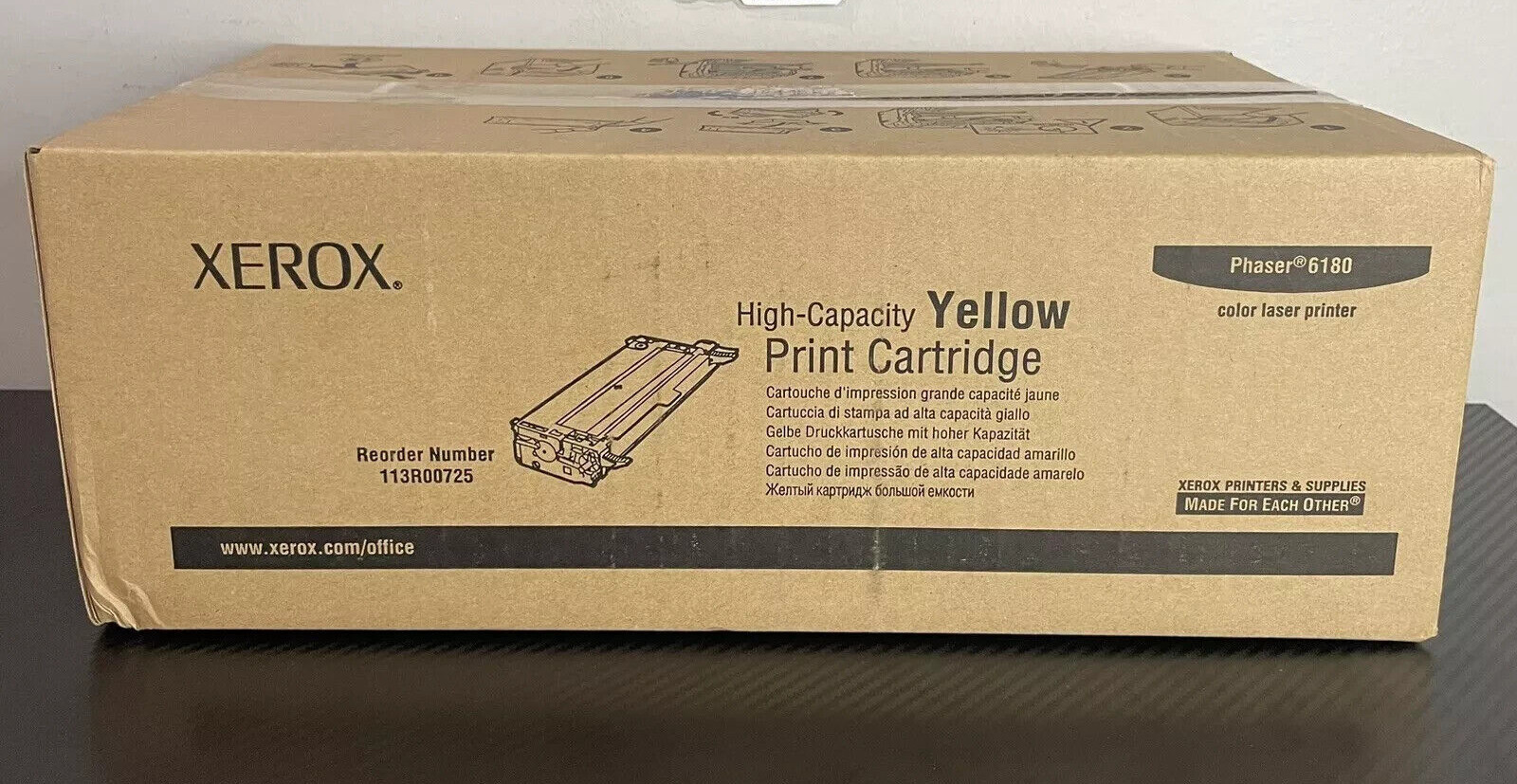 Xerox 113R00725 Yellow High Yield Toner Cartridge for Phaser 6180DN 6180MFP/N