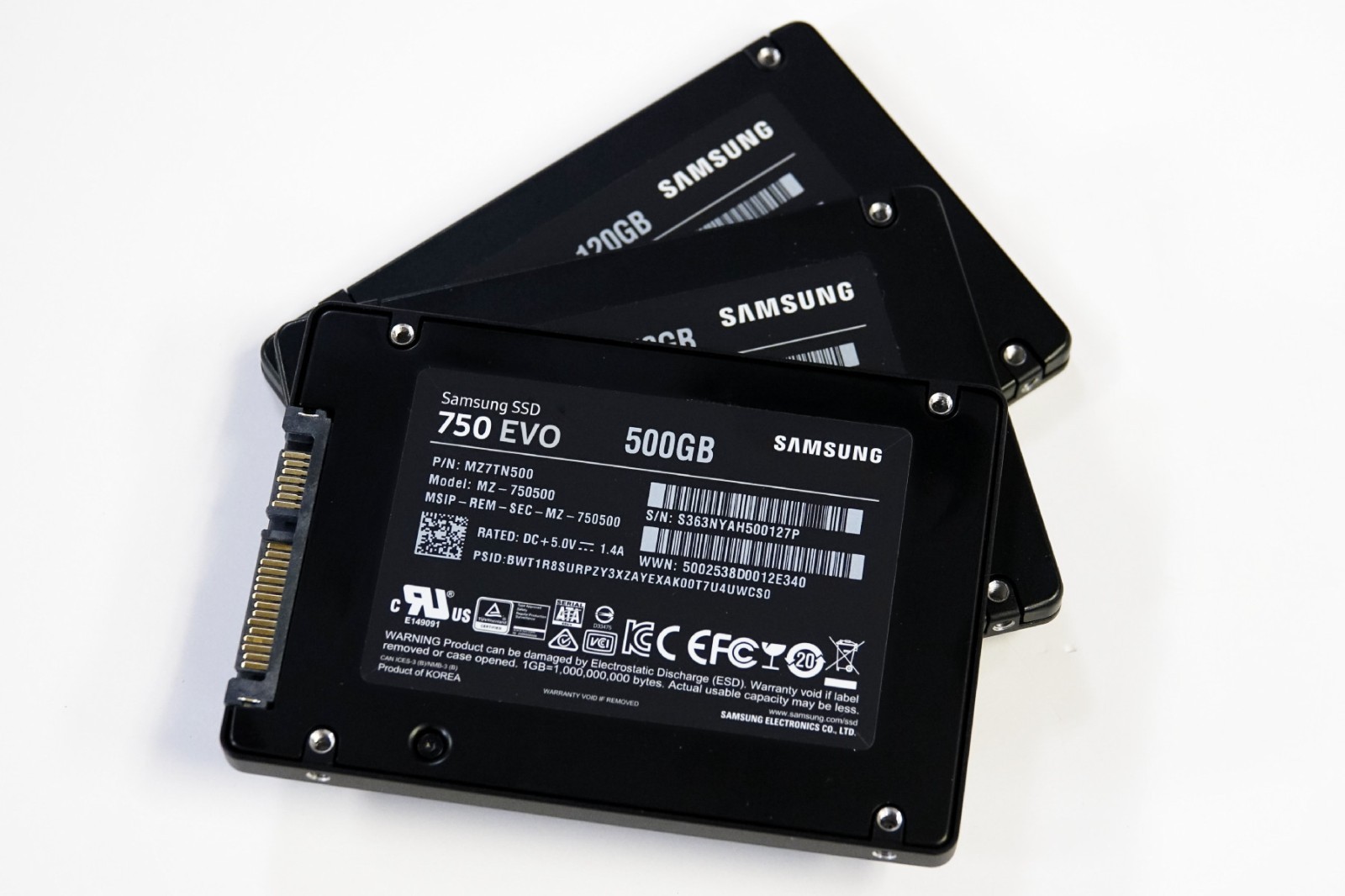 Samsung 750 EVO MZ-750500 500GB 2.5" SATA Internal SSD Used Tested Wiped HDD