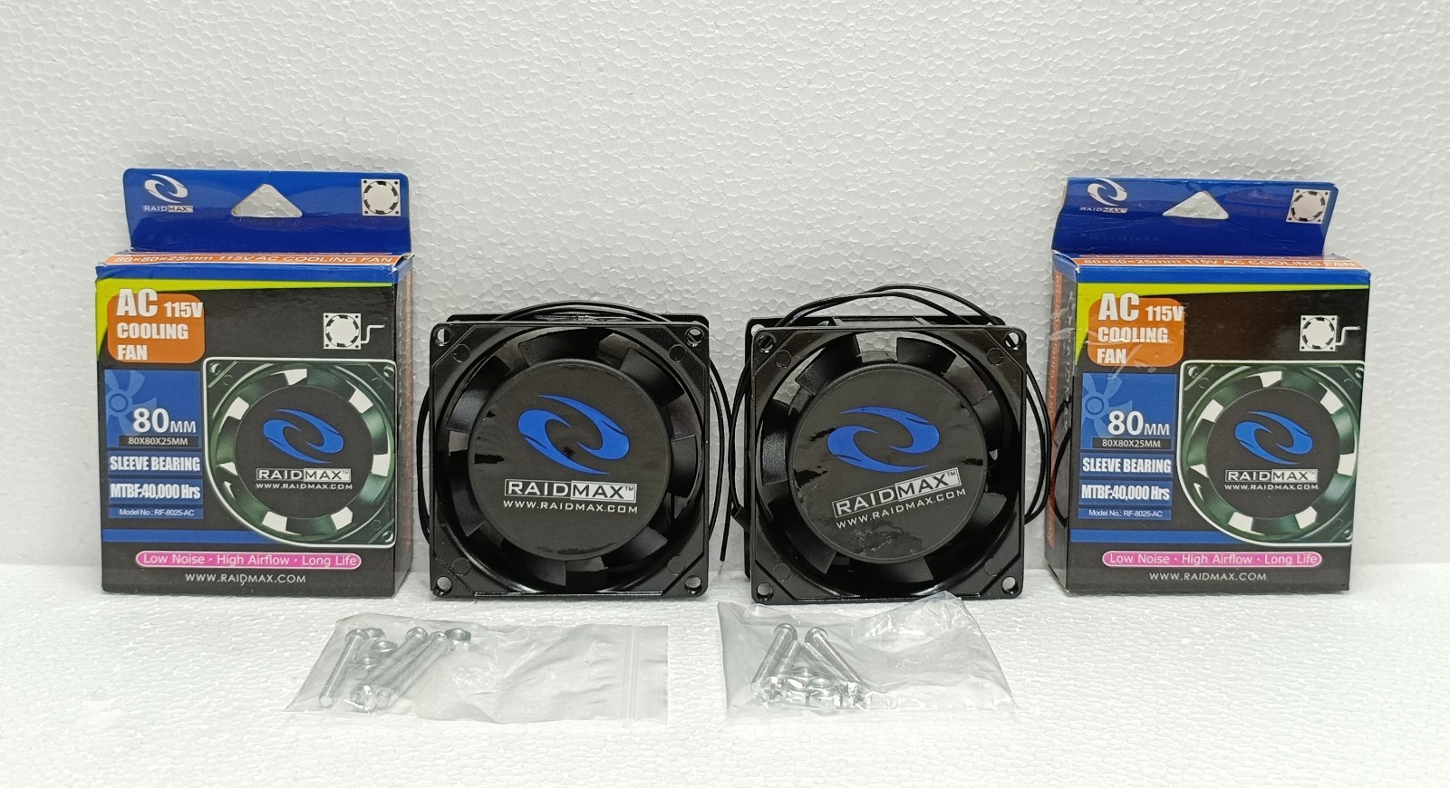RAIDMAX RF-8025-AC 80mm Cooling Fan 115V AC New Surplus Lot of 2