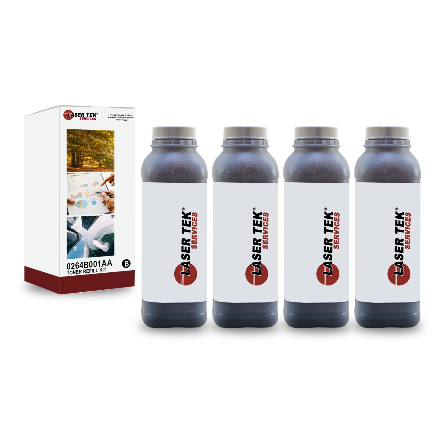 4Pk LTS 0264B001AA Black Toner Refill Kit Compatible for Canon MF-6500 6530 6550