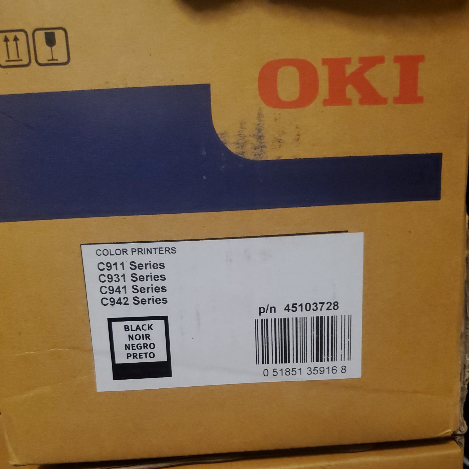 New Sealed OKI Genuine Black Image Drum for C911 C931 C941 C942 Series 45103728
