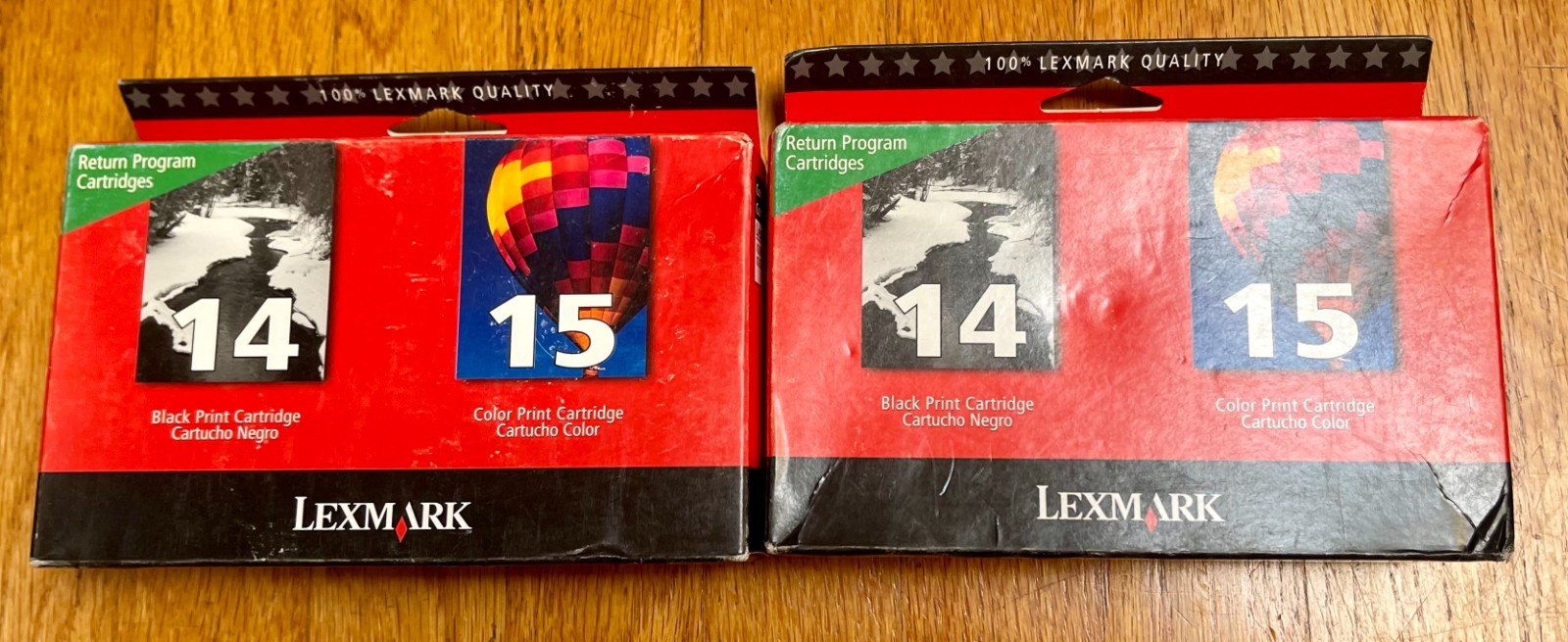 Lot of 2- Sealed Bag Lexmark 14 Black 15 Color Inkjet Cartridges