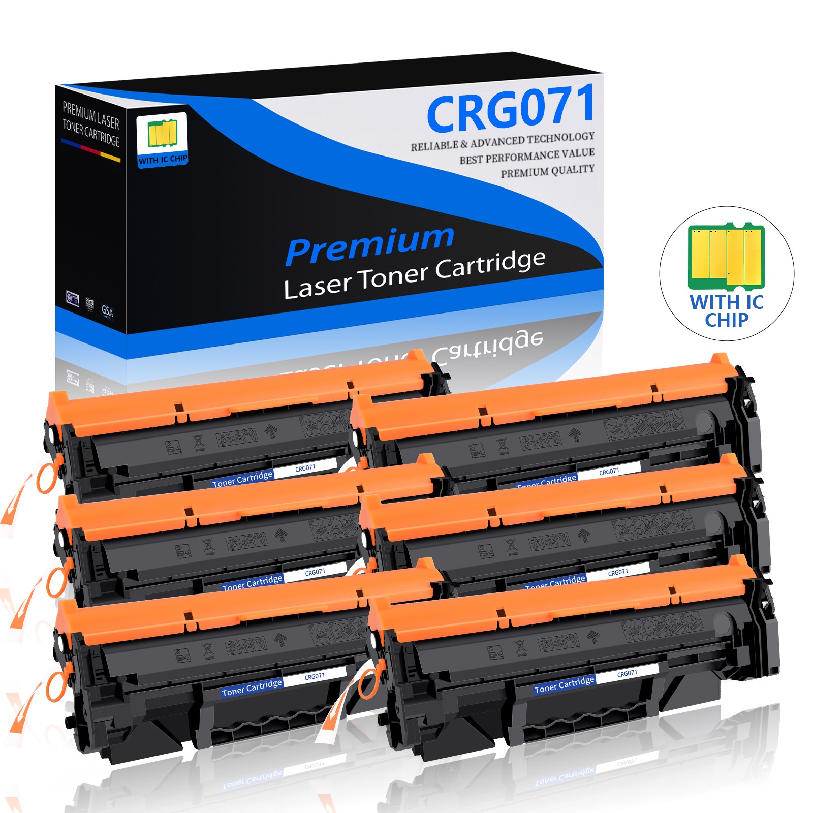 6PK Canon 071 Black Replacement Toner Cartridge for ImageCLASS MF272dw LBP122dw