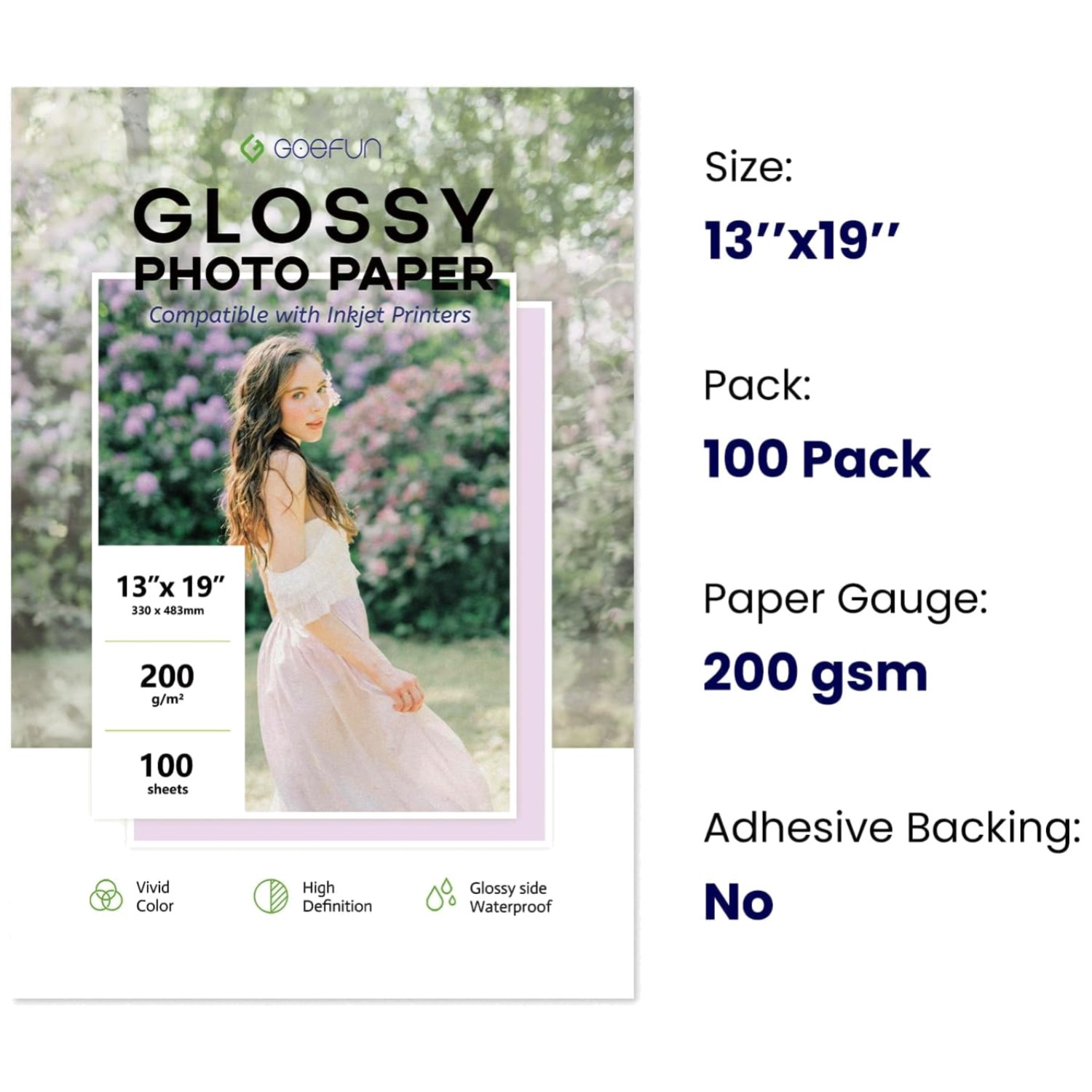 High-Quality 13x19 Glossy Photo Paper 100 Sheets