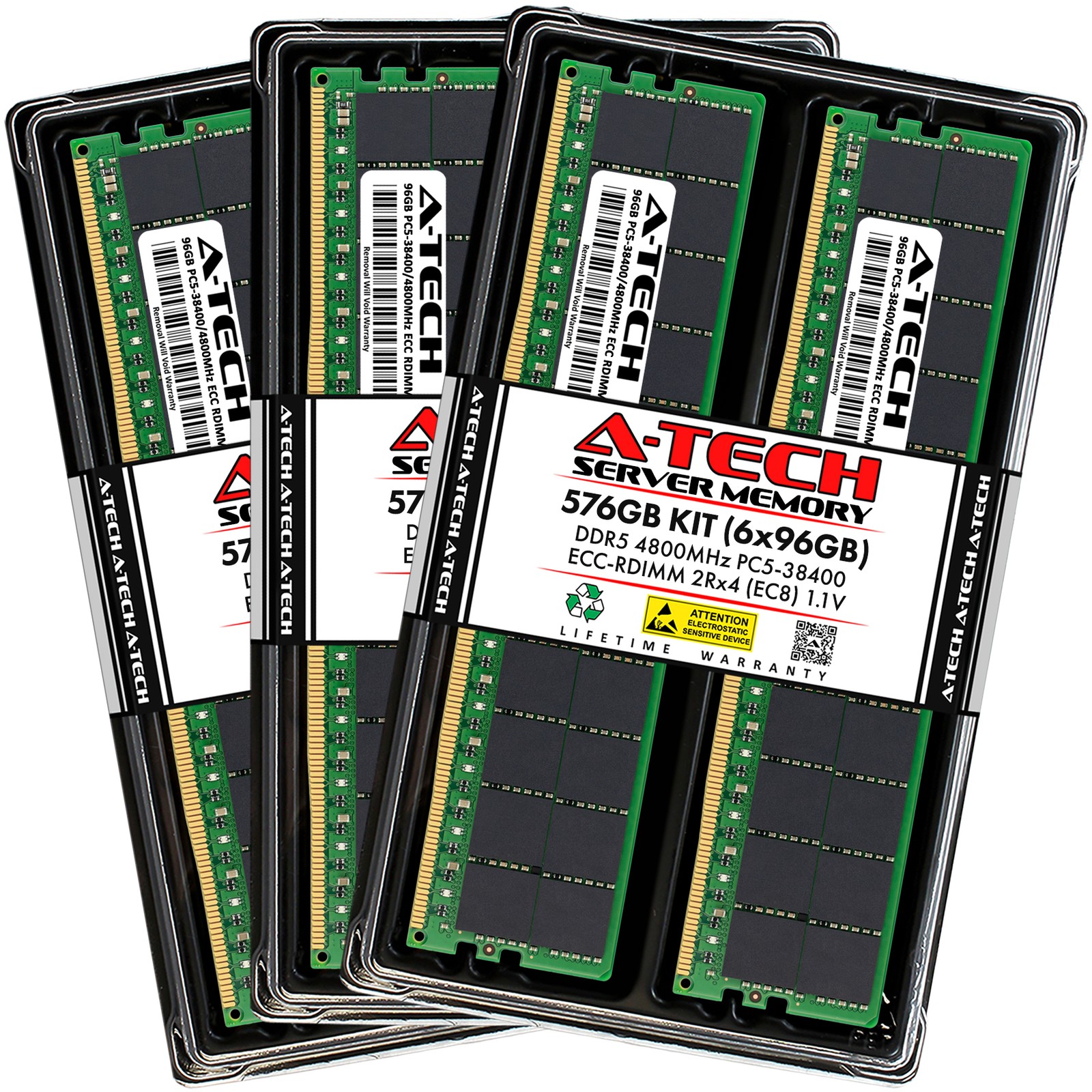 576GB 6x96GB PC5-4800 EC8 RDIMM ThinkMate HDX-XH24-52S4 QN12 RAX-QE12 Memory RAM