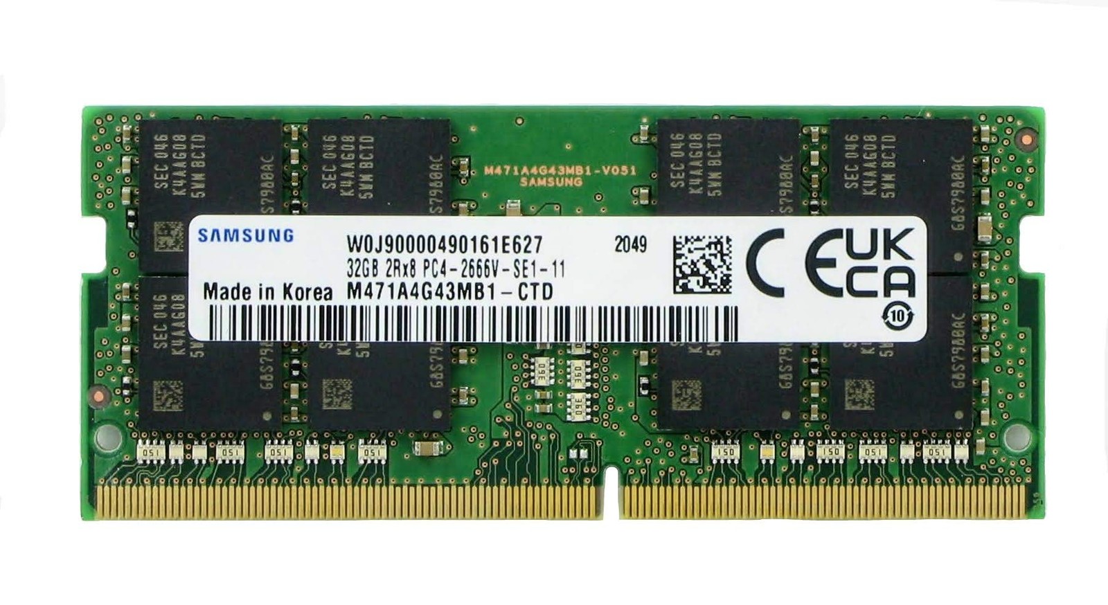 Samsung 32GB DDR4 PC4-21300, 2666MHZ 260 PIN SODIMM 1.2V CL 32 Gb, Multicolor