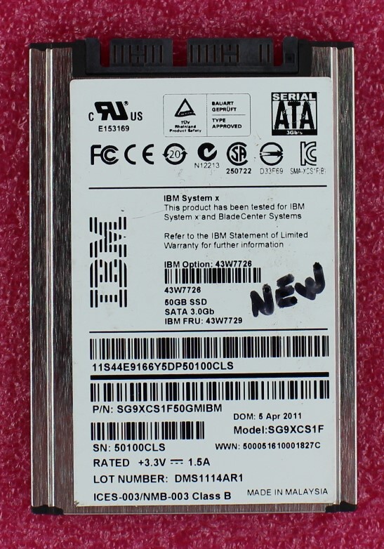 43W7729 - IBM System X 50GB 3Gbps 1.8 inch SSD