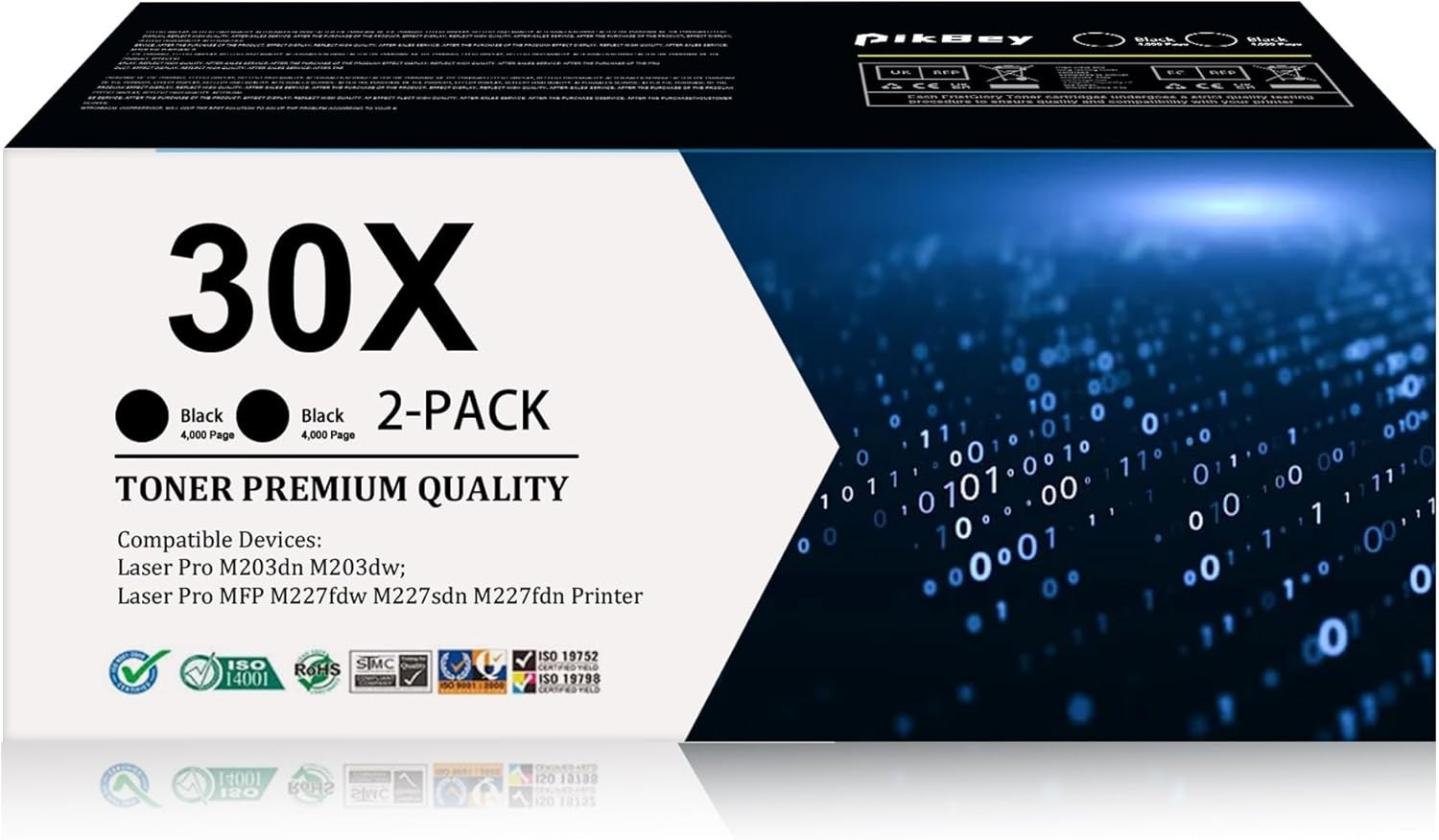 PikBey 30X Toner Cartridge 2 Pack CF230X for HP M203dw M227fdw