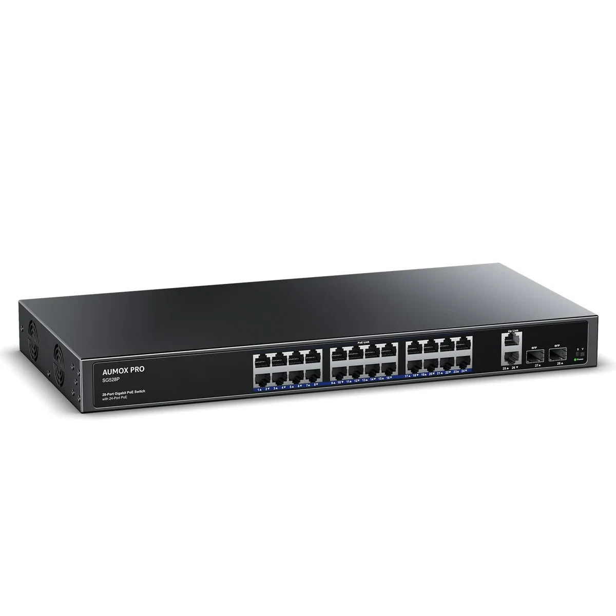24 Port Gigabit PoE Switch,AUMOX PRO 28 Port PoE with 2 x Uplink#2371ZUP2