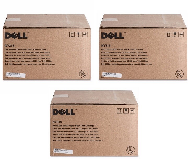 3 New Genuine Dell NY313 High Yield Toner Cartridges 5330DN NO BOX or BAG