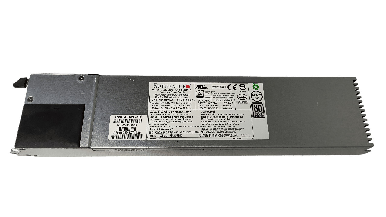 Lot of 2 Supermicro PWS-1K62P-1R 1620W 80 Plus Platinum Power Supply