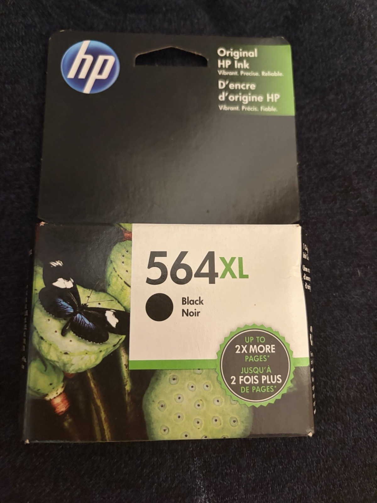 2x HP 564XL Black Ink Cartridges [NEW] (Genuine OEM) 1 Boxed + 1 Sealed Unboxed