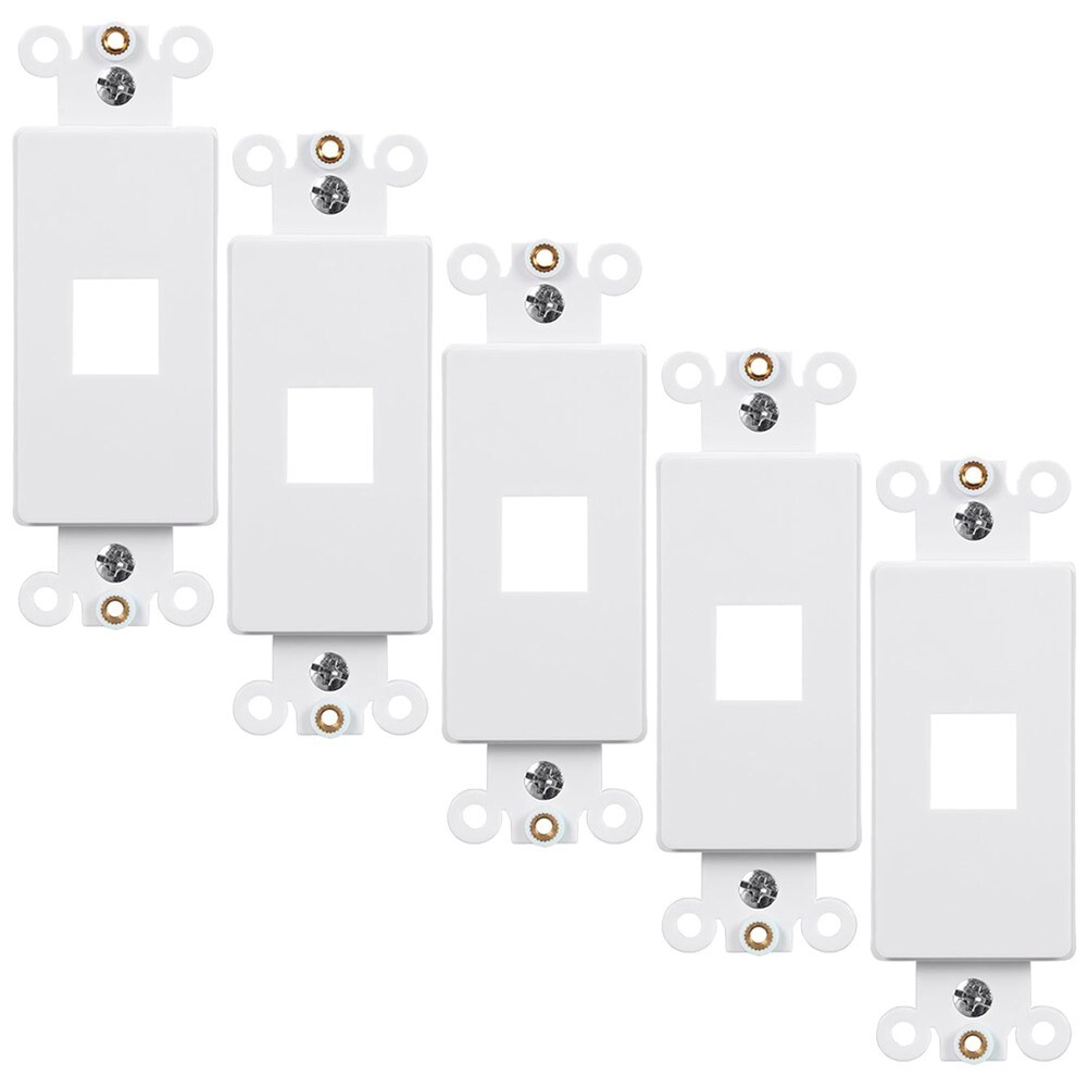 5x 1 Port Hole 1-Gang Keystone Jack Wall Plate Insert Decora Style Modular White