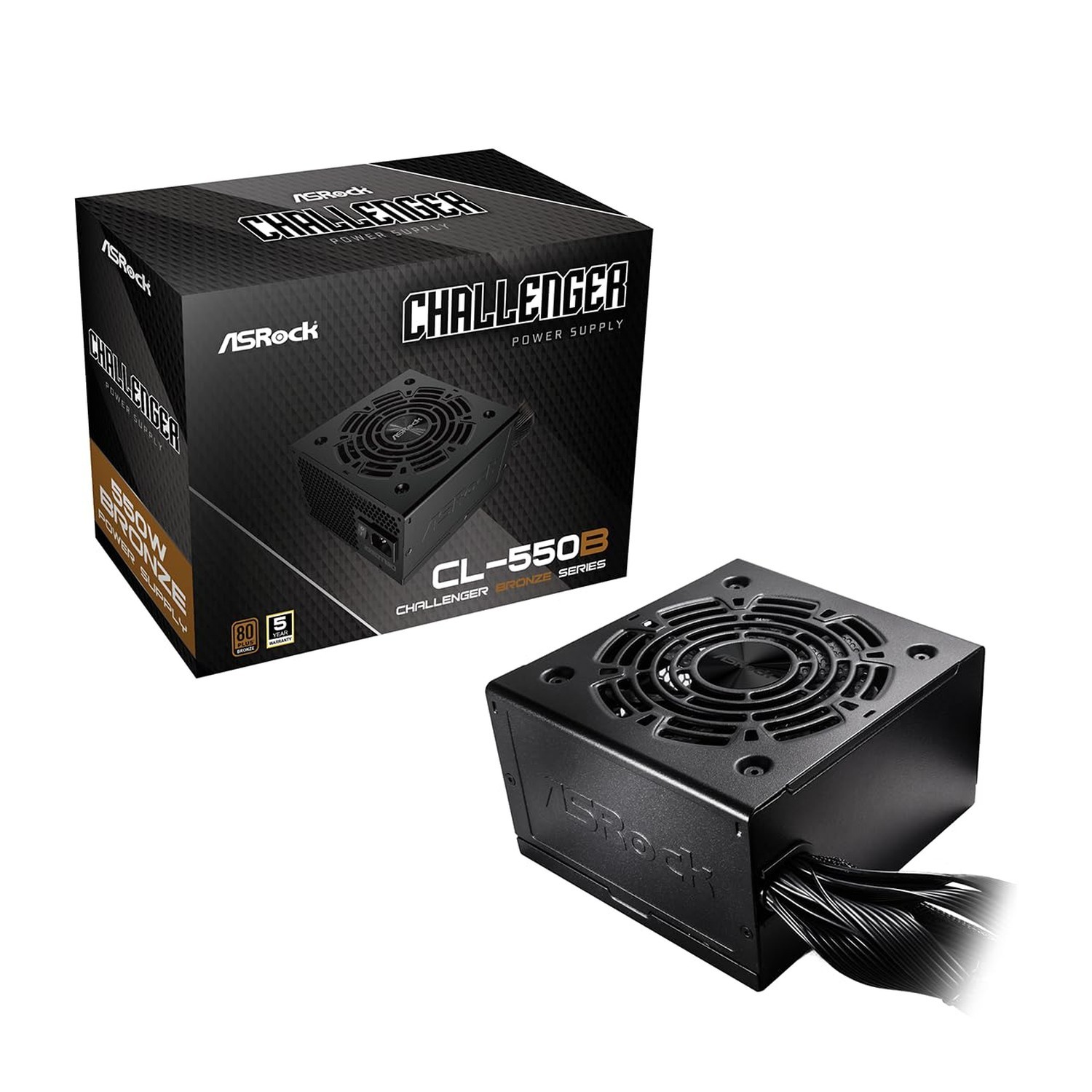 ASRock Challenger Power Supply 550W ATX 2.52 120mm Golf Blade Fan 5 Years War...