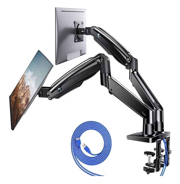 Dual Monitor Stand for 13″–40″, Premium Dual Monitor Mount with USB, HNDS7