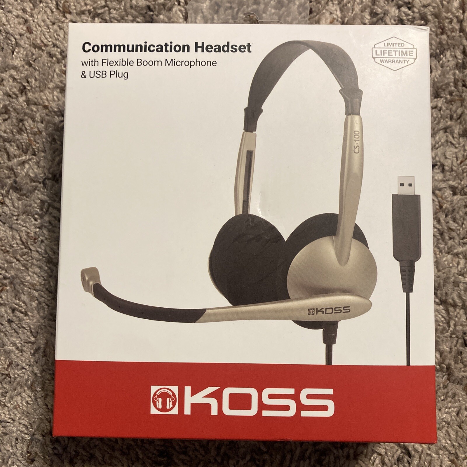 KOSS-HEADPHONES CS100 USB COMM HEADSET W/ MIC USB 8FT VOL