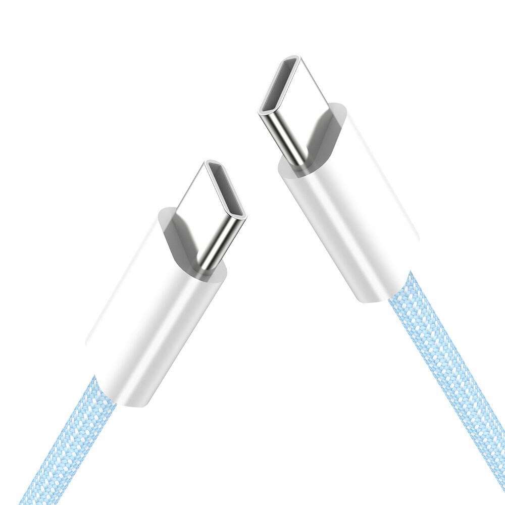 CY 65W USB-C Data Cable Type C Male to Male PD 27W Power White Sleeve for Phone