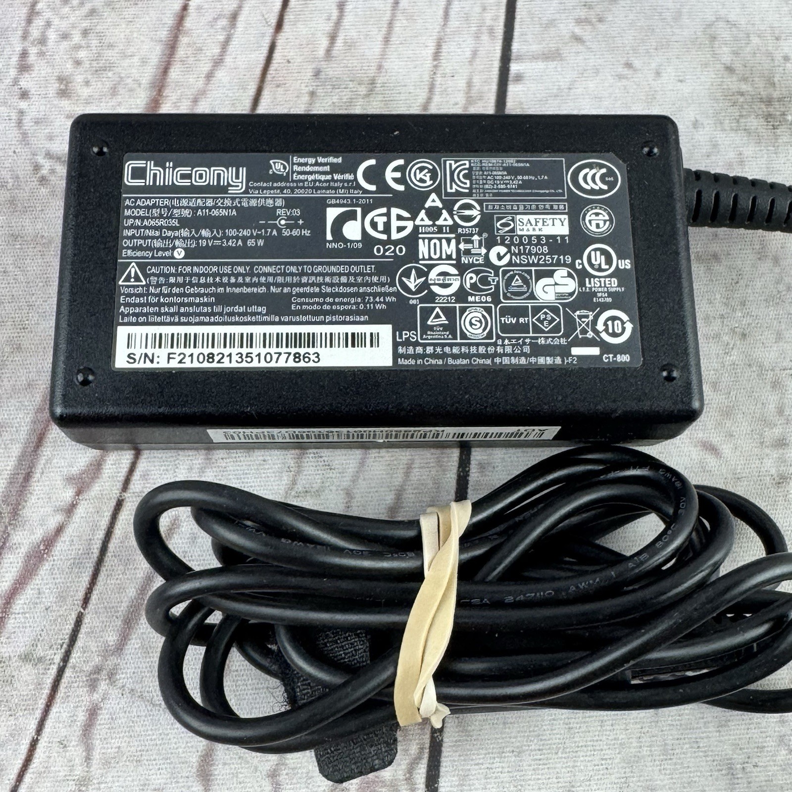 Chicony A11-065N1A 65W AC Adapter 19V 3.42A A065R035L Acer Laptop Charger
