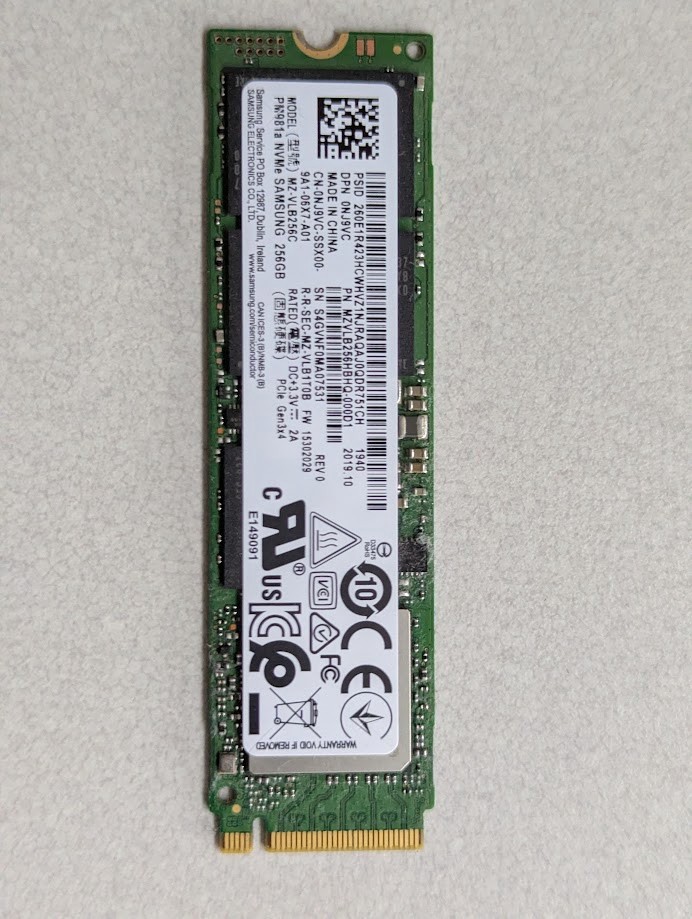 Lot of 6 M.2 NVMe SSD 256GB 2280 (80x22mm) Mixed Samsung and Micron Devices