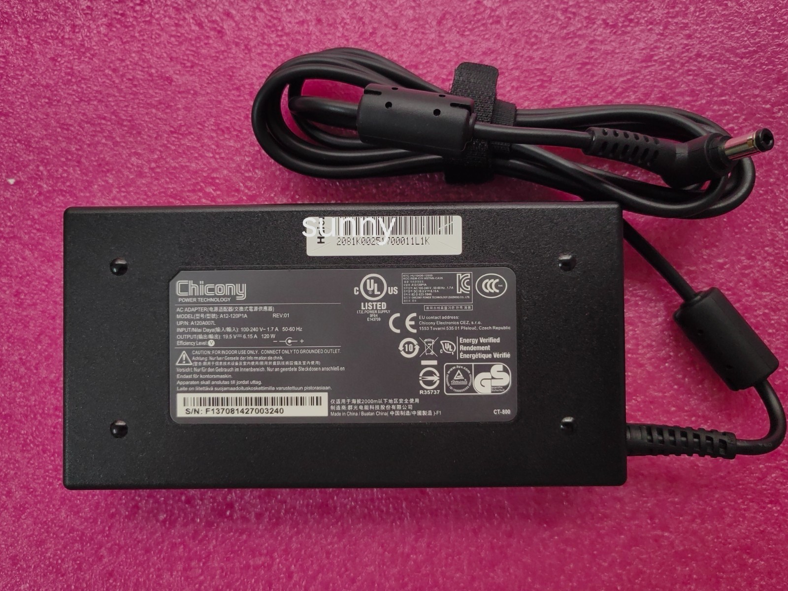 Genuine A12-120P1A 19.5V 6.15A Chicony 120W MSI GE62 GE60 GE70 Laptop AC Adapter