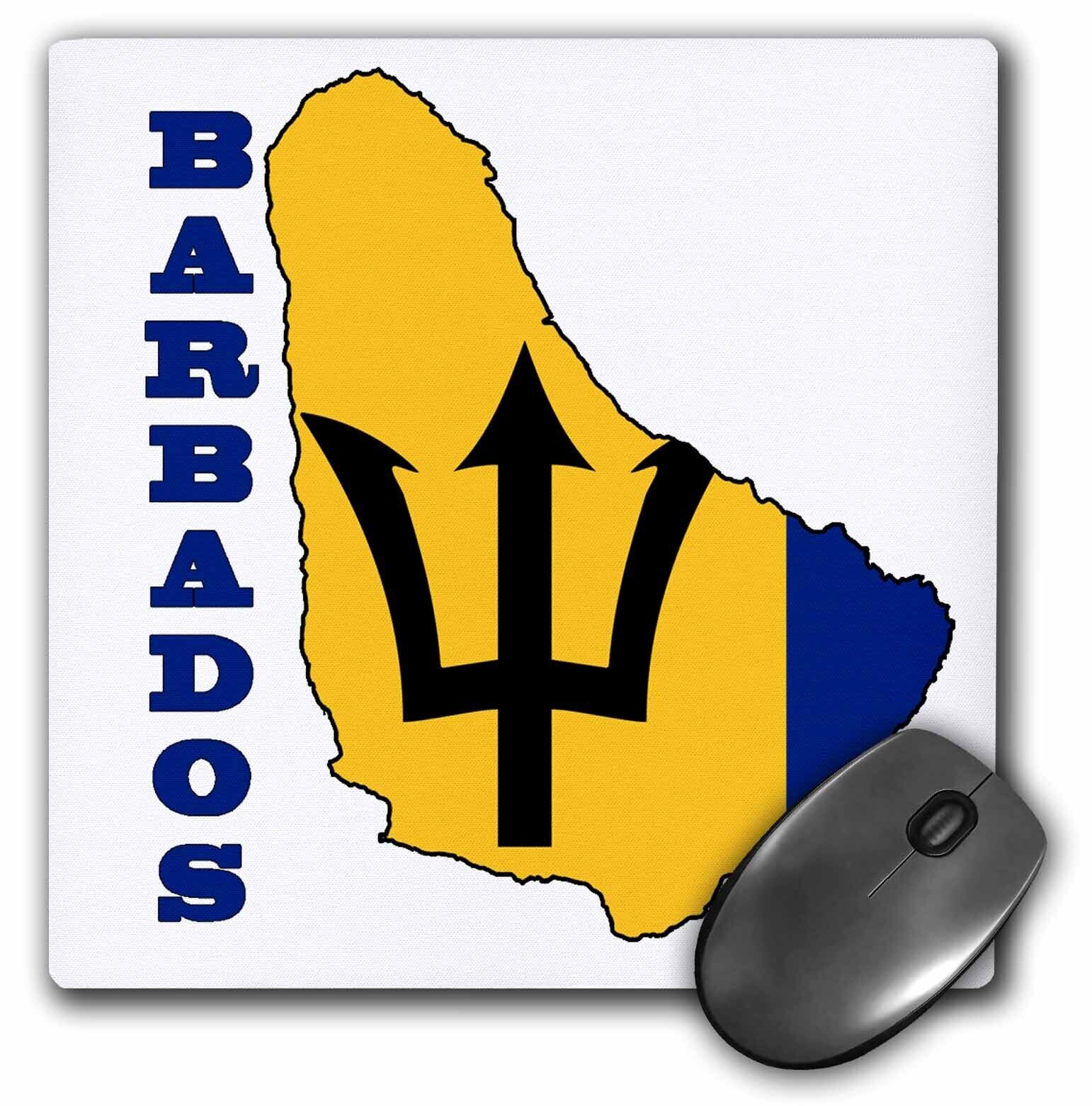 3dRose Flag in map of Barbados. Outline map and name of country Barbados contain